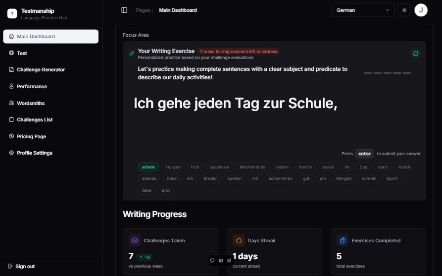 Testmanship Language Learning Hub
